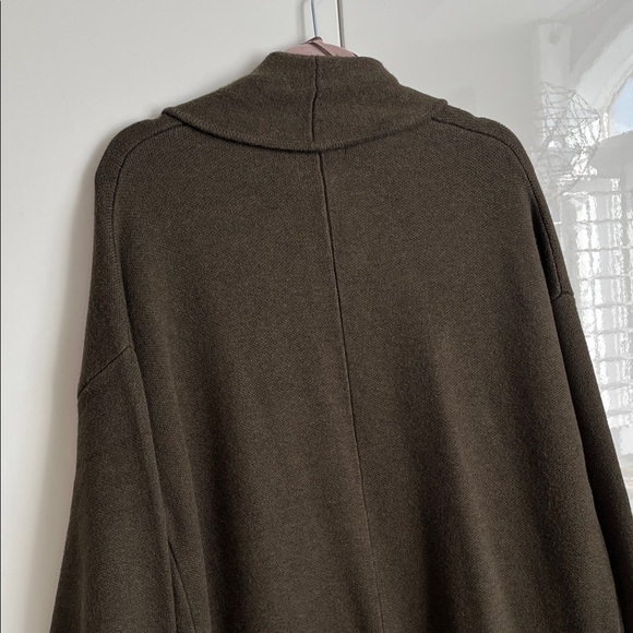 Mango Olive Green Oversized Knitted Long Car Coat New Condition, Size L - Picture 9 of 11